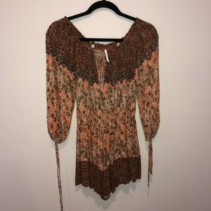 Orange and brown free people romper